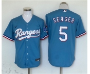 Men's Texas Rangers #5 Corey Seager Blue With Patch Cool Base Stitched Jersey