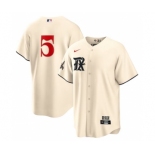 Men's Texas Rangers #5 Corey Seager Cream 2023 City Connect Cool Base Stitched Baseball Jersey