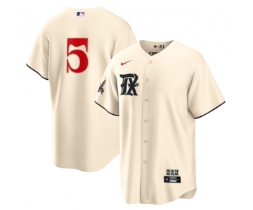 Men's Texas Rangers #5 Corey Seager Cream 2023 City Connect Cool Base Stitched Baseball Jersey