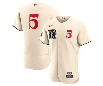 Men's Texas Rangers #5 Corey Seager Cream 2023 City Connect Flex Base Stitched Baseball Jersey