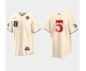 Men's Texas Rangers #5 Corey Seager Cream 2023 World Series City Connect Stitched Baseball Jersey