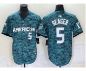 Men's Texas Rangers #5 Corey Seager Teal 2023 All Star Stitched Baseball Jersey