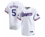 Men's Texas Rangers #5 Corey Seager White 2023 World Series Champions Stitched Baseball Jersey