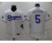 Men's Texas Rangers #5 Corey Seager White Stitched MLB Flex Base Nike Jersey