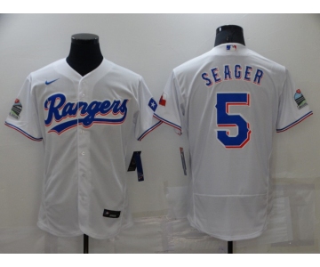 Men's Texas Rangers #5 Corey Seager White Stitched MLB Flex Base Nike Jersey