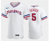 Men's Texas Rangers #5 Corey Seager White Throwback Stitched Flex Base Nike Jersey