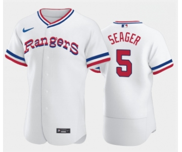 Men's Texas Rangers #5 Corey Seager White Throwback Stitched Flex Base Nike Jersey