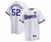 Men's Texas Rangers #52 Jordan Montgomery White 2023 World Series Stitched Baseball Jersey