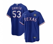 Men's Texas Rangers #53 Adolis García Royal 2023 World Series Stitched Baseball Jersey