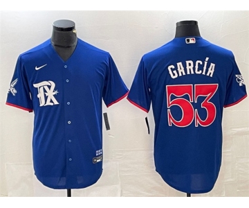 Men's Texas Rangers #53 Adolis García Royal City Connect Stitched Baseball Jersey