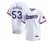 Men's Texas Rangers #53 Adolis García White 2023 World Series Champions Stitched Baseball Jersey