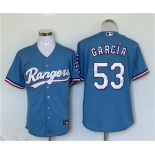 Men's Texas Rangers #53 Adolis Garcia Blue With Patch Cool Base Stitched Jersey