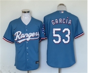 Men's Texas Rangers #53 Adolis Garcia Blue With Patch Cool Base Stitched Jersey