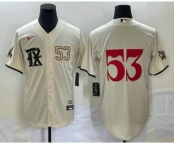 Men's Texas Rangers #53 Adolis Garcia Number Cream 2023 City Connect Cool Base Stitched Jersey1