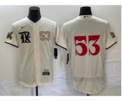 Men's Texas Rangers #53 Adolis Garcia Number Cream 2023 City Connect Flex Base Stitched Jersey