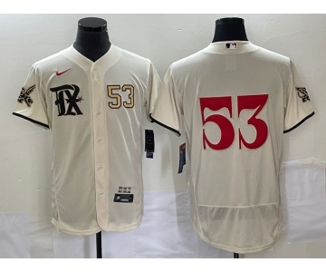 Men's Texas Rangers #53 Adolis Garcia Number Cream 2023 City Connect Flex Base Stitched Jersey