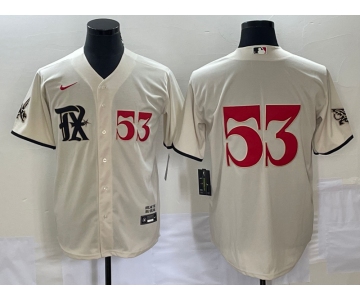 Men's Texas Rangers #53 Adolis Garcia Number Cream 2023 City Connect Stitched Baseball Jerseys