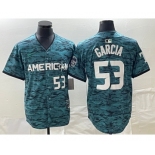 Men's Texas Rangers #53 Adolis Garcia Number Teal 2023 All Star Stitched Baseball Jersey