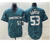 Men's Texas Rangers #53 Adolis Garcia Number Teal 2023 All Star Stitched Baseball Jersey