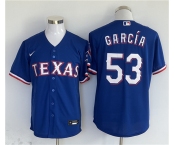 Men's Texas Rangers #53 Adolis Garcia Royal With Patch Cool Base Stitched Jersey