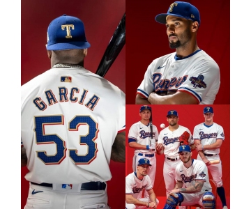 Men's Texas Rangers #53 Adolis Garcia White Cool Base 2024 New Stitched Baseball Jersey