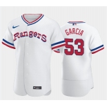 Men's Texas Rangers #53 Adolis Garcia White Throwback Stitched Flex Base Nike Jersey