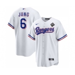 Men's Texas Rangers #6 Josh Jung 2023 White World Series Stitched Baseball Jersey