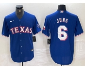 Men's Texas Rangers #6 Josh Jung Blue Stitched MLB Cool Base Nike Jersey