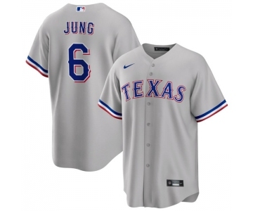 Men's Texas Rangers #6 Josh Jung Gray Cool Base Stitched Baseball Jersey