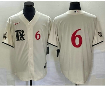 Men's Texas Rangers #6 Josh Jung Number Cream 2023 City Connect Cool Base Stitched Baseball Jersey