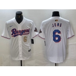 Men's Texas Rangers #6 Josh Jung Number White 2023 World Series Champions Cool Base Jerseys