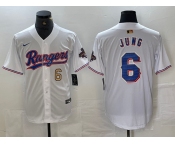 Men's Texas Rangers #6 Josh Jung Number White 2023 World Series Champions Cool Base Jerseys