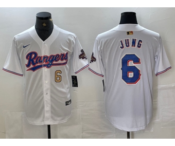 Men's Texas Rangers #6 Josh Jung Number White 2023 World Series Champions Cool Base Jerseys