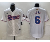 Men's Texas Rangers #6 Josh Jung White 2023 World Series Champions Cool Base Jersey