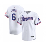 Men's Texas Rangers #6 Josh Jung White 2023 World Series Champions Stitched Baseball Jersey