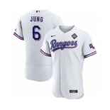 Men's Texas Rangers #6 Josh Jung White 2023 World Series Flex Base Stitched Baseball Jersey