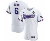 Men's Texas Rangers #6 Josh Jung White 2023 World Series Flex Base Stitched Baseball Jersey