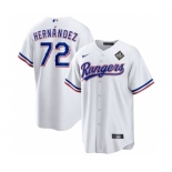 Men's Texas Rangers #72 Jonathan Hernández White 2023 World Series Stitched Baseball Jersey