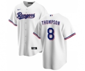 Men's Texas Rangers #8 Bubba Thompson White Cool Base Stitched Baseball Jersey