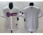 Men's Texas Rangers Bank White 2023 World Series Champions Cool Base Jersey