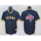 Men's Texas Rangers Black 2023 World Series Champions Big Logo Cool Base Stitched Baseball Jerseys