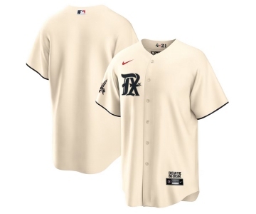 Men's Texas Rangers Blank Cream 2023 City Connect Cool Base Stitched Baseball Jersey