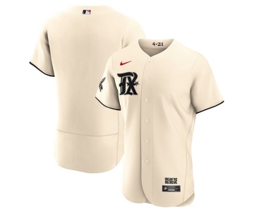 Men's Texas Rangers Blank Cream 2023 City Connect Flex Base Stitched Baseball Jersey