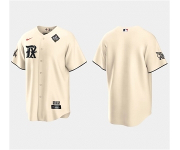 Men's Texas Rangers Blank Cream 2023 World Series City Connect Stitched Baseball Jersey