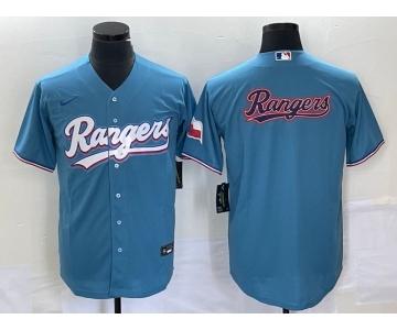 Men's Texas Rangers Blank Light Blue Stitched Cool Base Nike Jersey 1