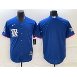 Men's Texas Rangers Blank Royal Blue 2023 City Connect Stitched Baseball Jersey