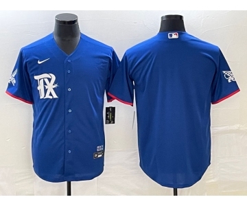 Men's Texas Rangers Blank Royal Blue 2023 City Connect Stitched Baseball Jersey