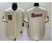 Men's Texas Rangers Cream Team Big Logo 2023 City Connect Cool Base Stitched Baseball Jersey