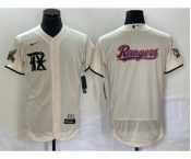 Men's Texas Rangers Cream Team Big Logo 2023 City Connect Flex Base Stitched Baseball Jersey