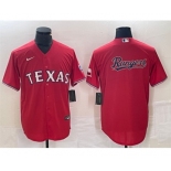 Men's Texas Rangers Red Team Big Logo With Patch Cool Base Stitched Baseball Jersey